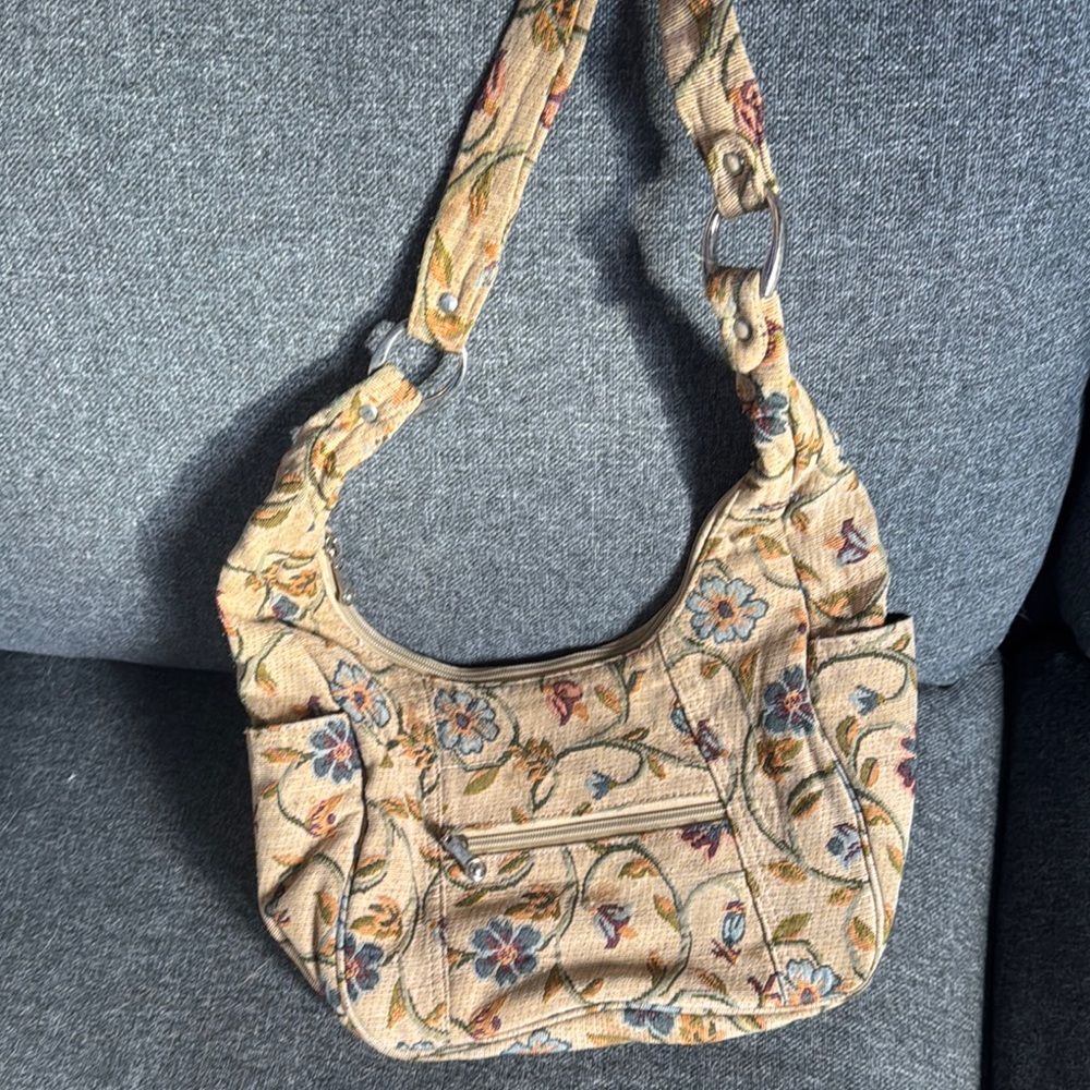 Floral Beige Shoulder Bag